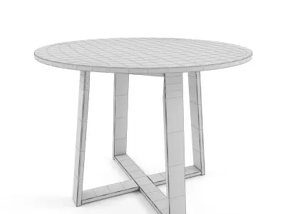 Olwen Oak Wood Round Dining Table Low-poly 3D model