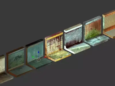 Low Poly  Game Ready Modular Wall Pack Free low-poly 3D model