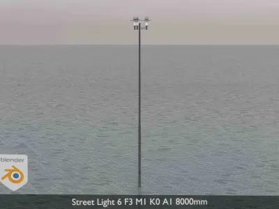 Street Light 6 F3 M1 K0 A1 8000mm Low-poly 3D model