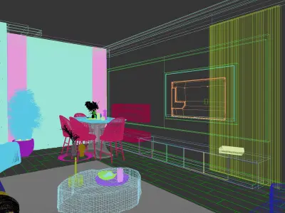 Living Room 3D Interior Scene 3D model