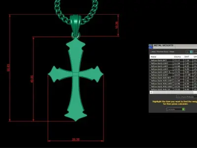 Light Gold 18K Cross Pendant 1CP031 3D print model
