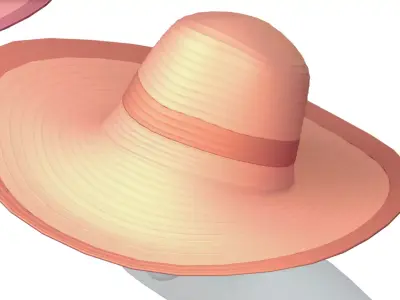 Cartoon High Poly Subdivision Panama Hat Head Wear Headwear Low-poly 3D model