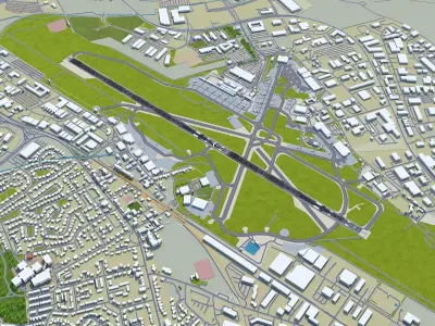 Aberdeen Airport 10km Low-poly 3D model