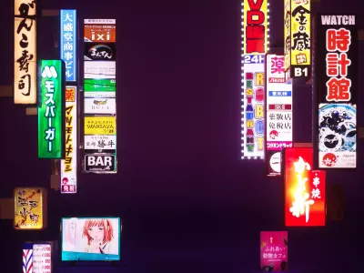 14 Japanese Neon Signs Low-poly 3D model