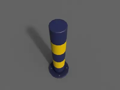 PBR Bollard BlueYellow Low-poly 3D model