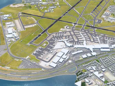 Copenhagen Kastrup Airport 15km Low-poly 3D model