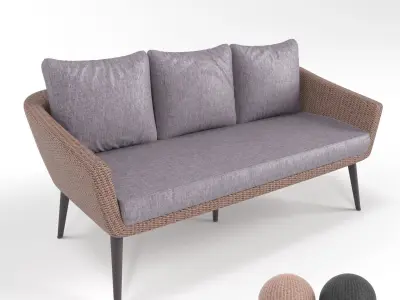 Garden furniture rattan natural and black 3D model