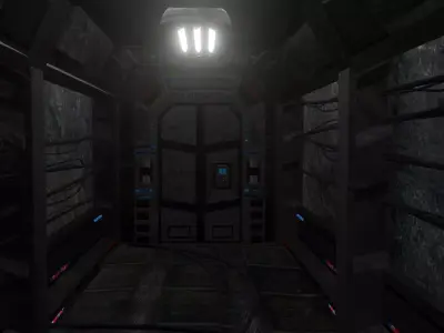 Dark sci-fi hallway Low-poly 3D model