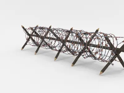 Low Poly Barb Wire Obstacle Low-poly 3D model