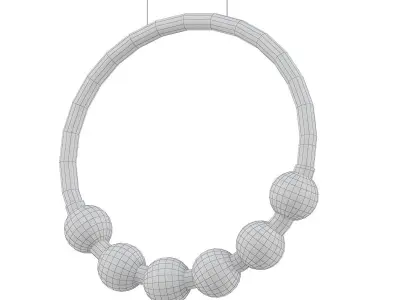 ACCESS pendant light with beads hanging from gold chain 3D model