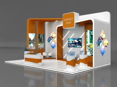 Booth Exhibition Stand Stall 9x6m Height 500 cm 3 Side Open 3D model