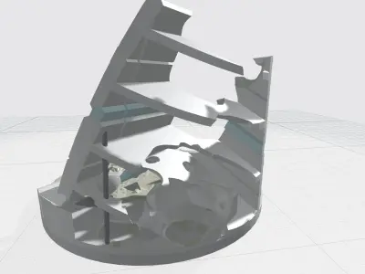 -MBS01F-AM Mecha Battle Scene 01 Building Aftermath 3D print model