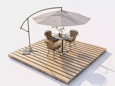 Outdoor Patio Sitting and Wood Decking 3D model
