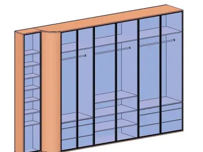 Modern Cabinet - Wardrobe with Glass Doors 3D model