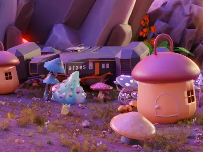 Fantasy Mushroom Village 3D model