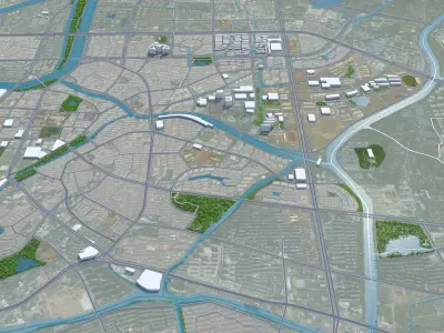 Huzhou Zhejiang China 50km Low-poly 3D model