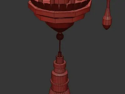 Poppy gold chandelier 3D model
