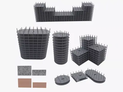 Modular Building Low-poly 3D model