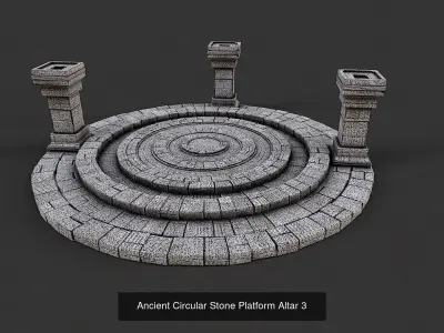 Ancient Circular Stone Platform Altar Collection 3D Model Pack