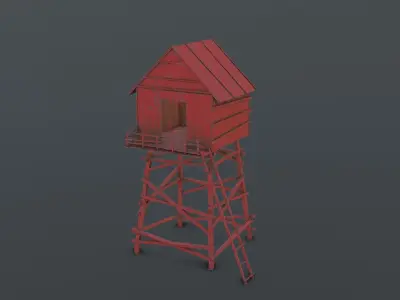  Watch Tower Metal Low-poly 3D model