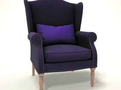 wingback chair fhouse 003 Low-poly 3D model