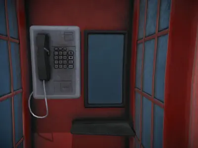 Stylized London UK Telephone Box Low-poly 3D model