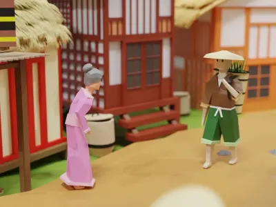 Chinese Village Low-poly 3D model