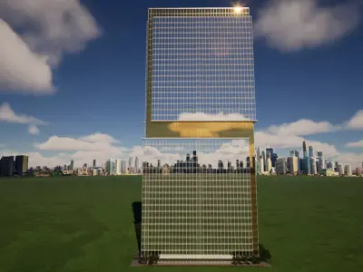 Office tower 3D Model 43 floors Low-poly 3D model