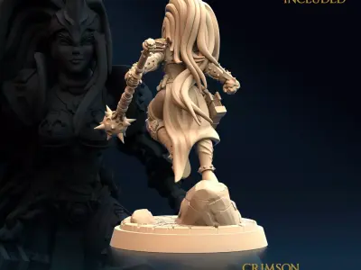 Armored Warrior Crimson Morning Star E Nude 3D print model