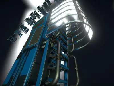 Futuristic Ladder Collection Blue Version Low-poly 3D model