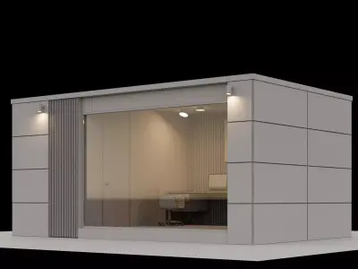 Backyard studio with furniture var 1 3D model