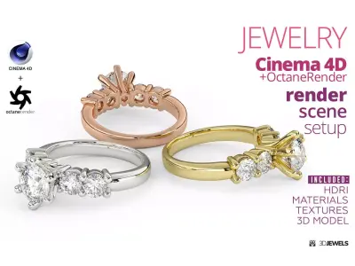 Jewelry Render Scene Setup For Cinema 4D Octane Render Pack2 3D model