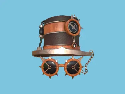 Steampunk Hat 06 Wood - SciFi Character Design Low-poly 3D model