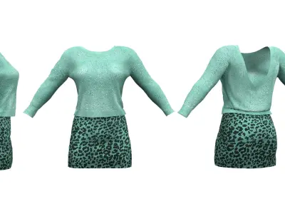 Ladies Bourgeois Outfit Low-poly 3D model