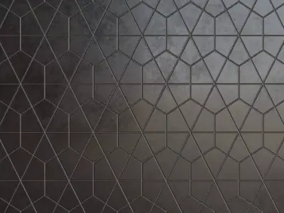 Modern Black Irregular Polygonal Stone Tiles PBR Seamless Texture