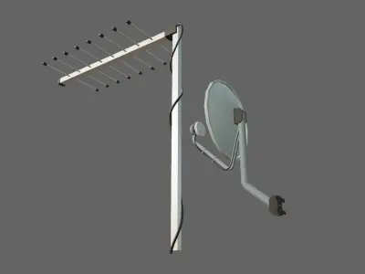Antenna - TV - Satellite - Antena Low-poly 3D model