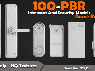 100-PBR Intercom And Security Models Low-poly 3D model