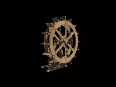 Watermill wheel 3D model