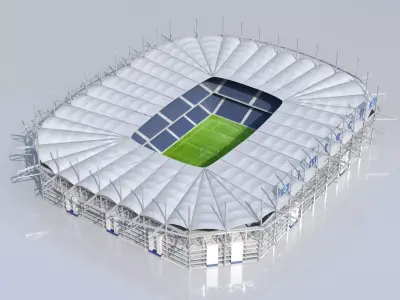 Volksparkstadion Hamburg Stadium Euro 2024 Low-poly 3D model