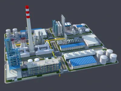 Huge Refinery  3D model purchase