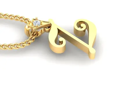 Light Gold Fancy Font Pendant Z 3D print model
