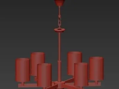cero2 chandelier with brass and shades 3D model