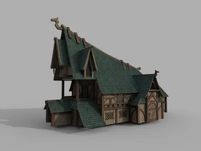 Medieval High Quality Vikings Fantasy House Pack Low-poly 3D model