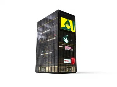 Reflective Skyscraper with Neon Panels model pack Low-poly 3D model