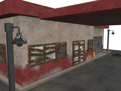 Desert Gas Station Low-poly 3D model