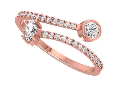 Solitaire Women Light Weight Marquise Round Stone Band Ring 3D print model purchase
