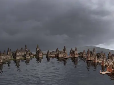 Village Drake Fort small Kitbash 1 3D model