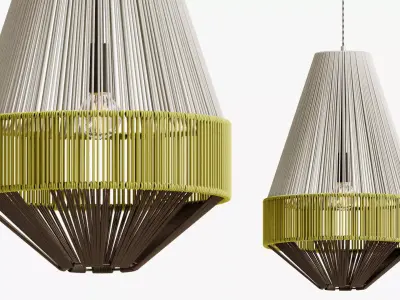 Handcrafted Yarn Cone Pendant  Textile Wrapped Light Fixture 3D model