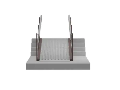 Metal ramp stairs with railing 3D model