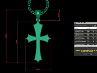 Light Gold 18K Cross Pendant 1CP039 3D print model purchase